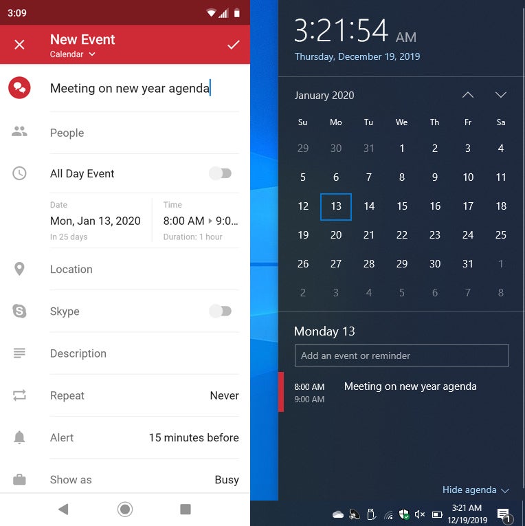 android win10 03 outlook calendar