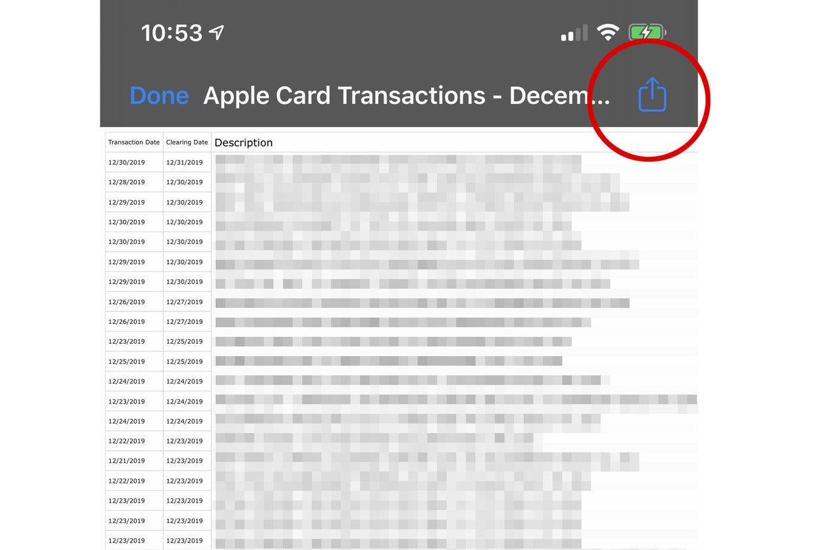apple card export share