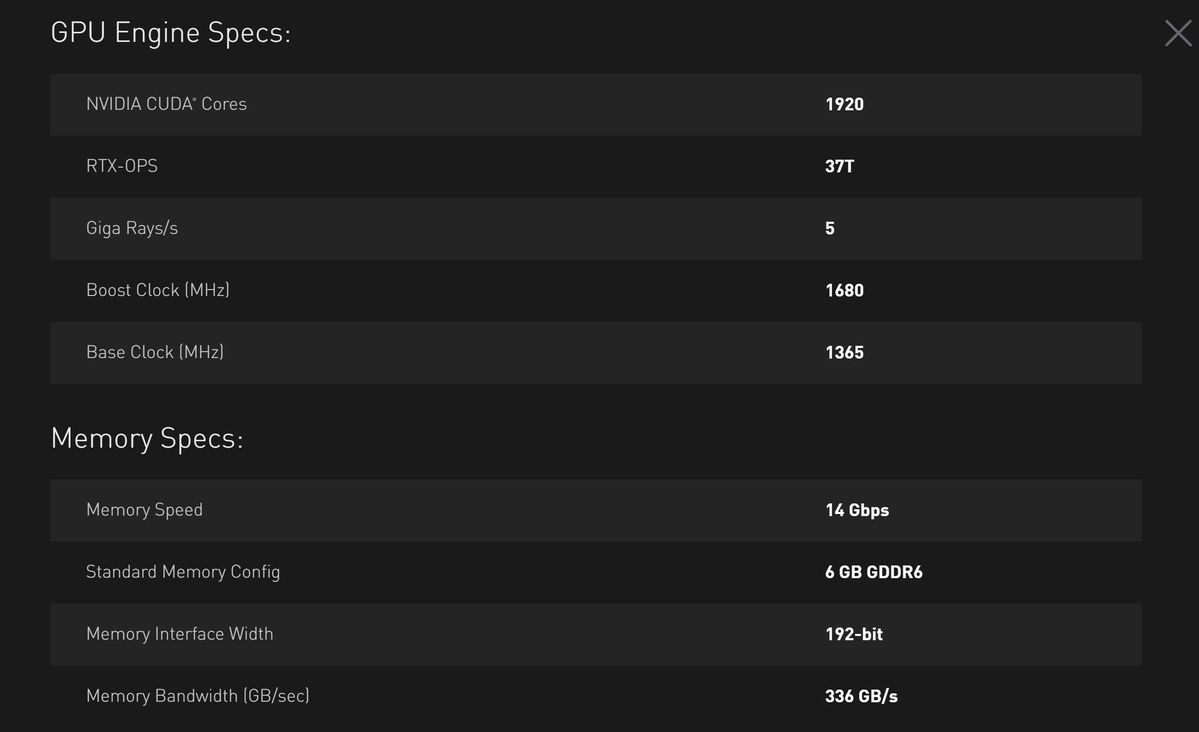 geforce rtx 2060 specs