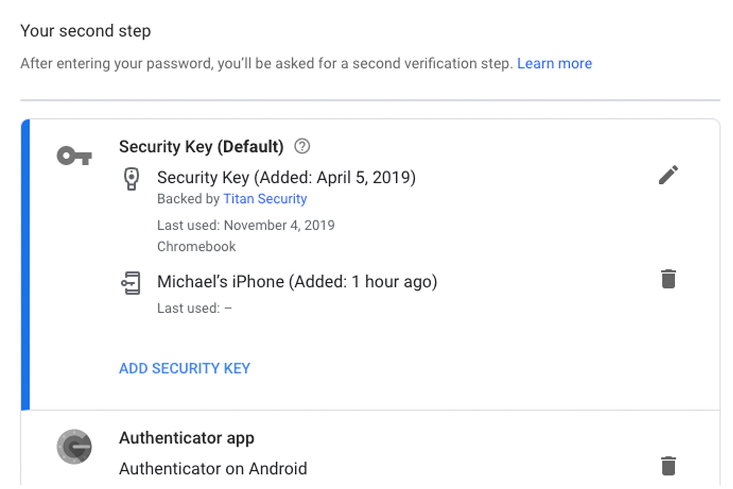 google security key