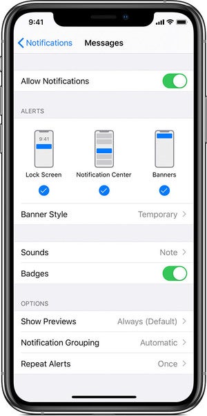 ios notifications settings