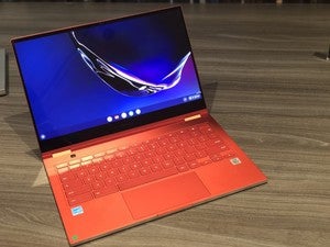 samsung galaxy chromebook red front angle