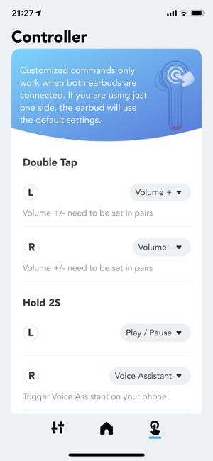 soundcore app screenshot of controller screen