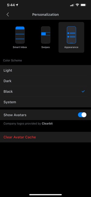 spark for ios iphone dark mode