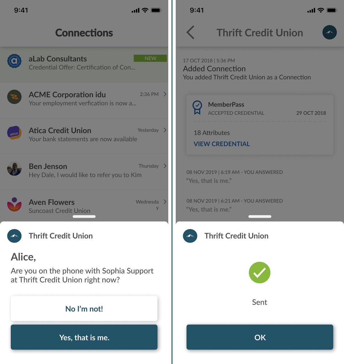 CULedger’s MyCUID mobile app > Examples