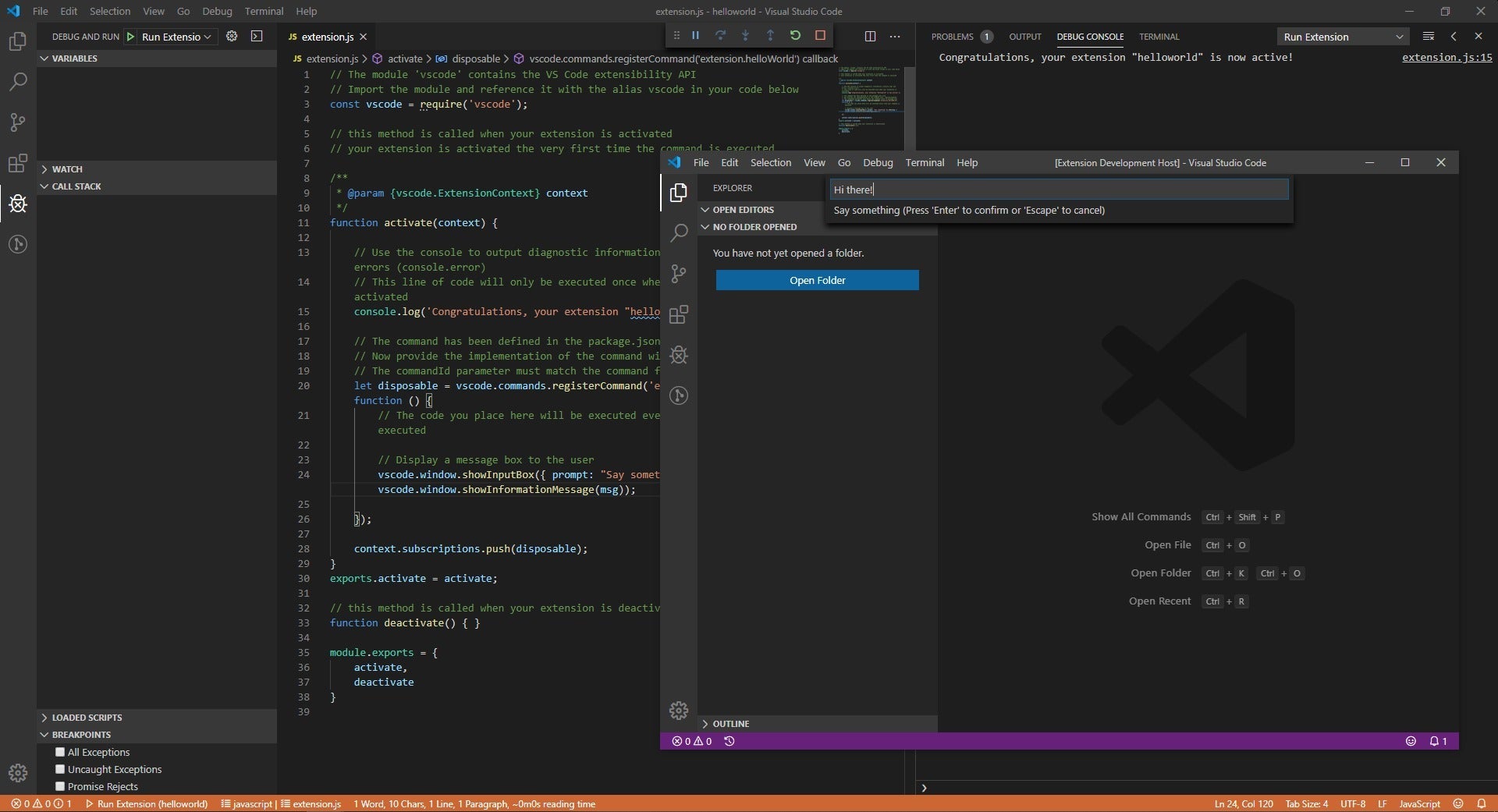 visual studio code extensions development