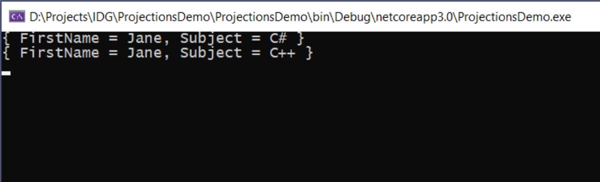 where operator output c sharp