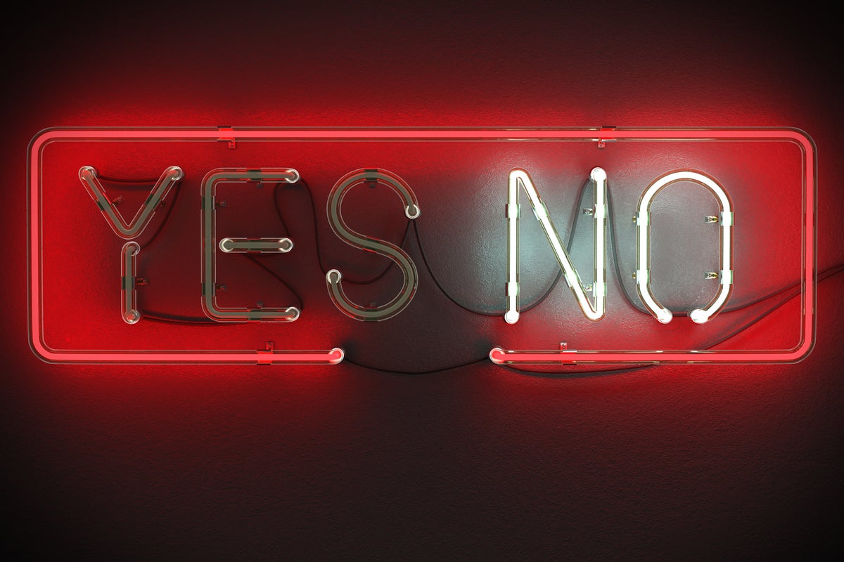yes no neon sign cancel buzzwords just say no red neon by sarawuth702 getty