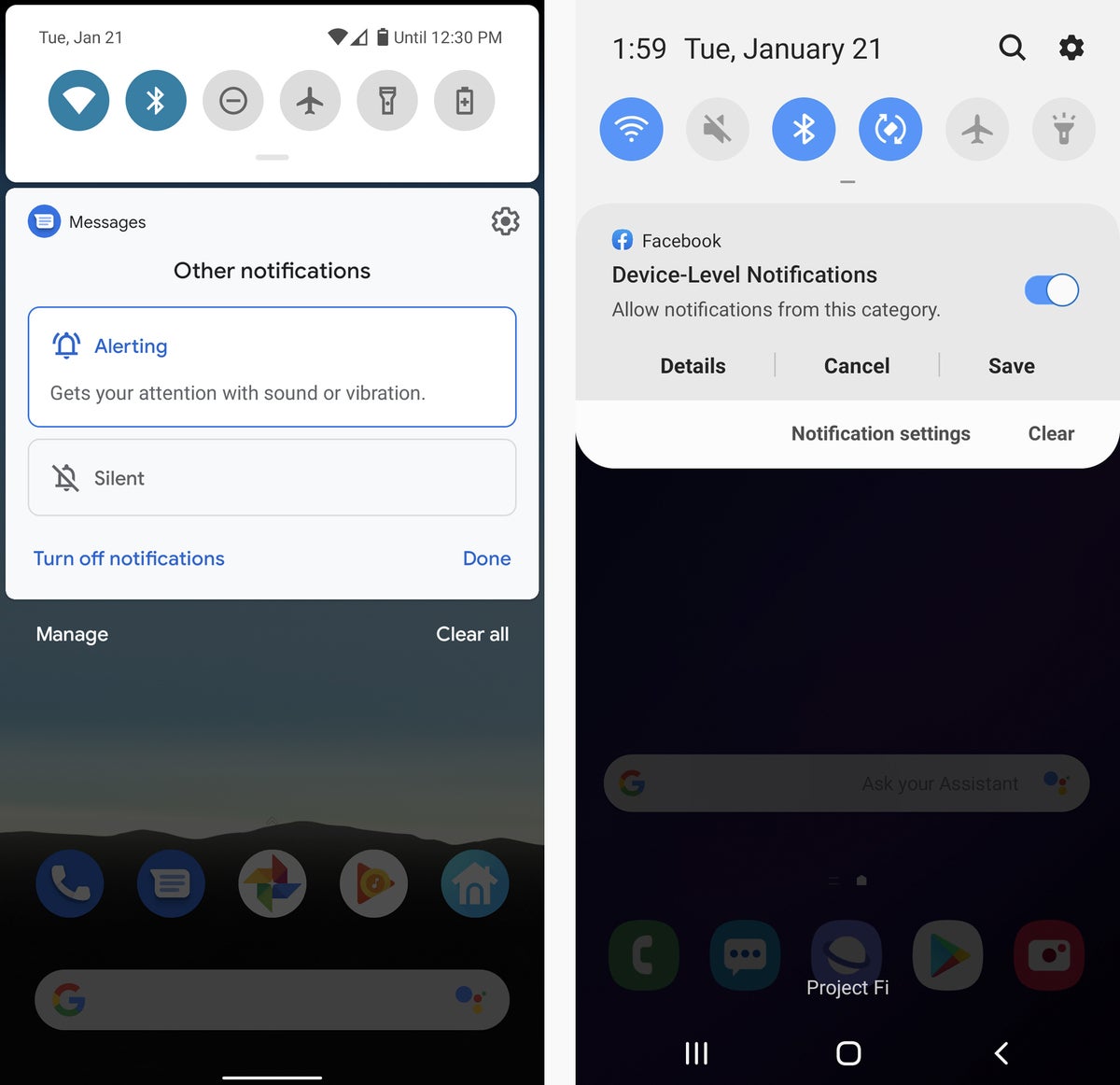 notificaciones de atajos de Android 2020