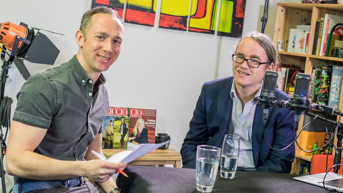 Joe McFadden and Edward Qualtrough recording the CIO UK podcast