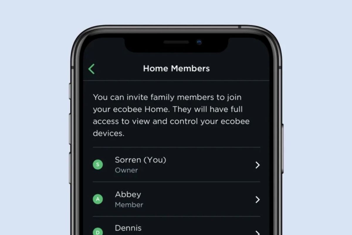 ecobee family accounts settings