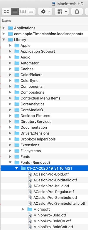 fonts removed folder