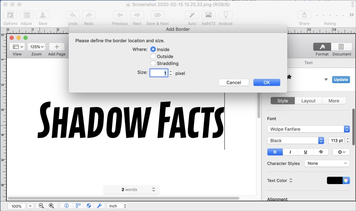 mac911 drop shadow graphic convertor border