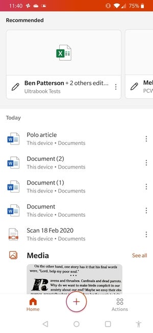 Microsoft mobile Office app Android