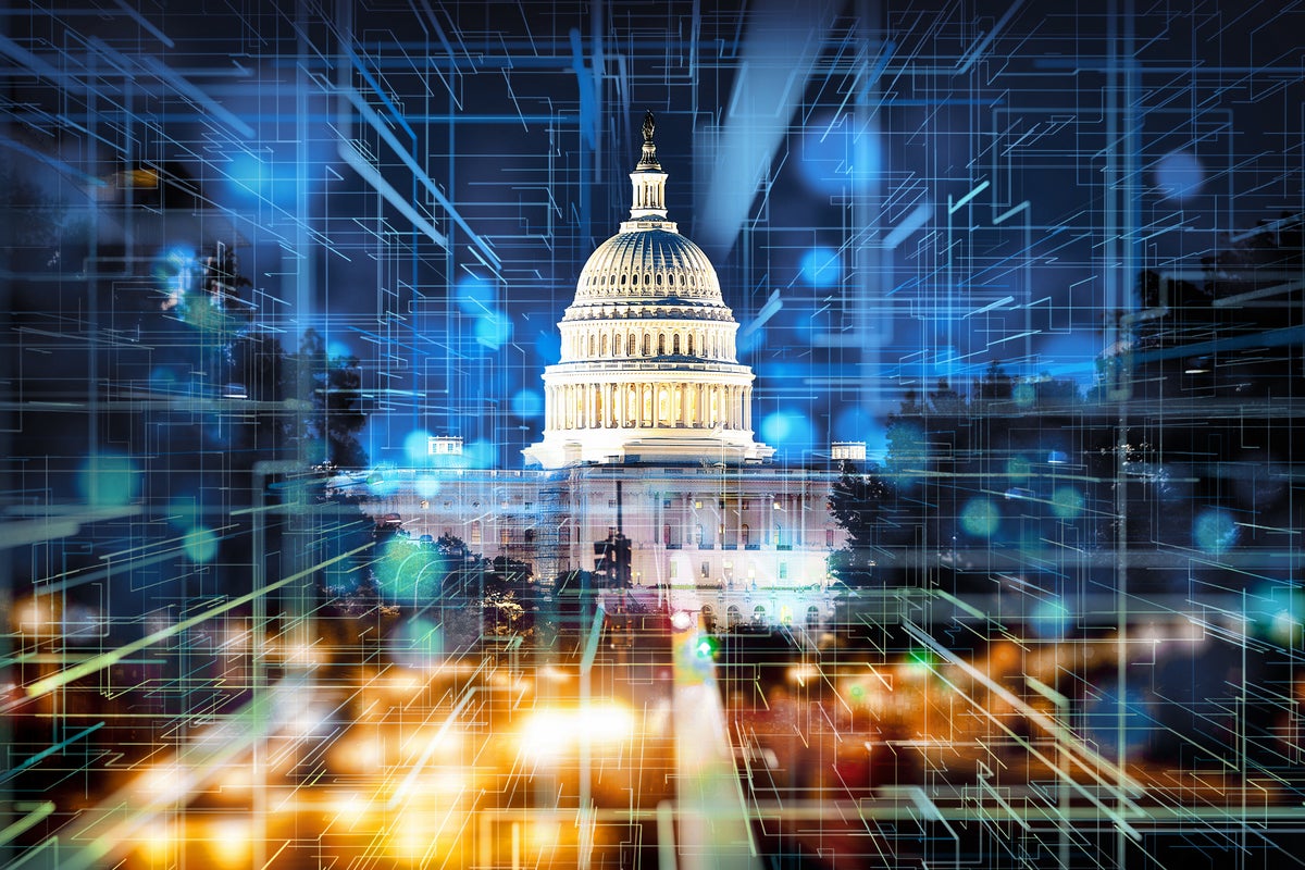 USA / United States Capitol Building / Congress / abstract digital infrastructure