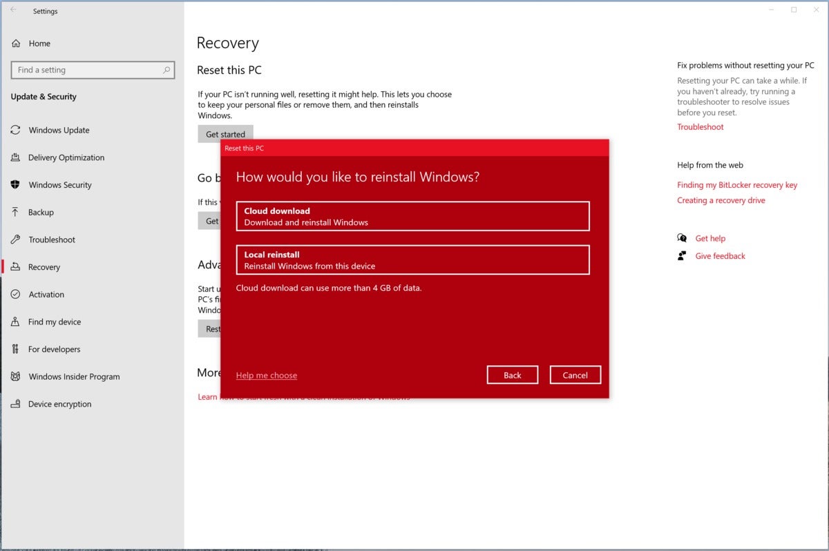 Microsoft windows 10 20h1 cloud reset larger