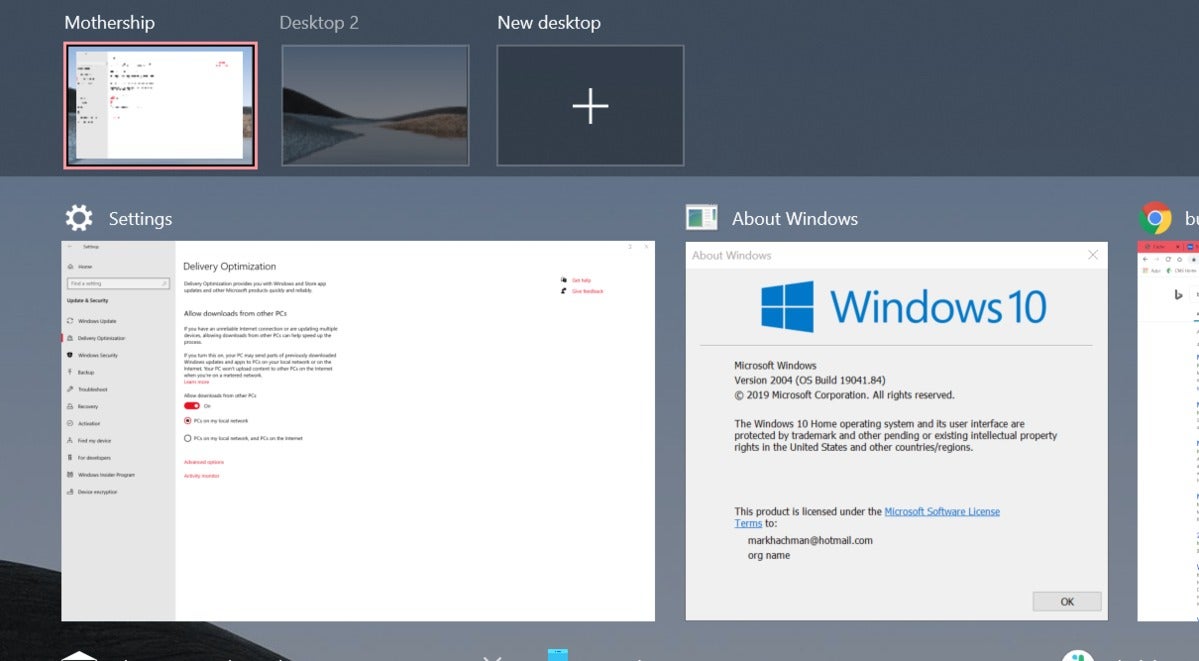 windows 10 20h1 rename virtual desktops task view Microsoft
