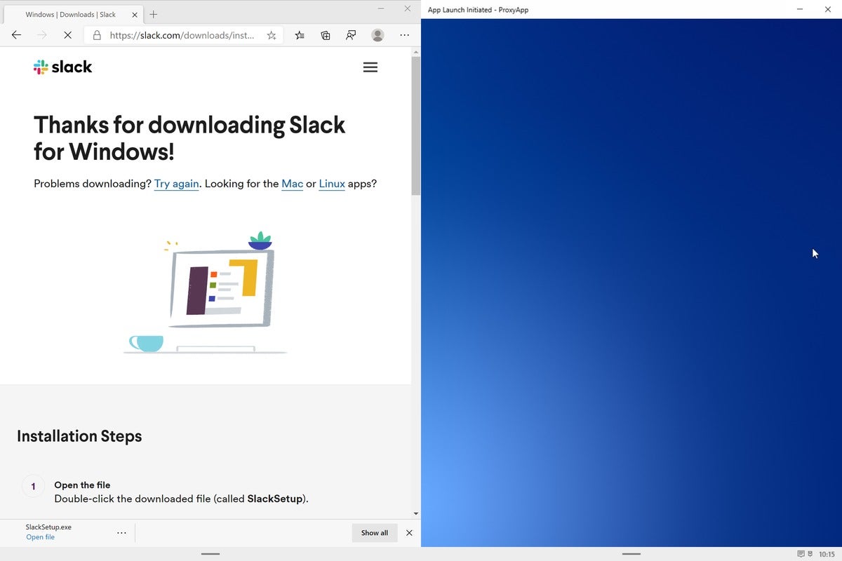 Microsoft windows 10x app launch proxyapp slack