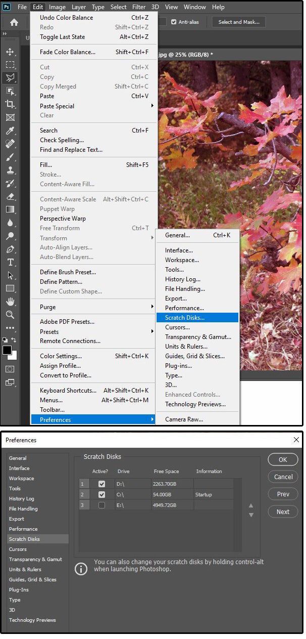 adobe photoshop 7 scratch disks are full