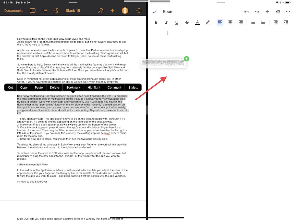 drag and drop ipados