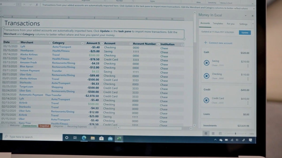 Money In Excel Imports Your Live Banking Data Into A Spreadsheet Pcworld