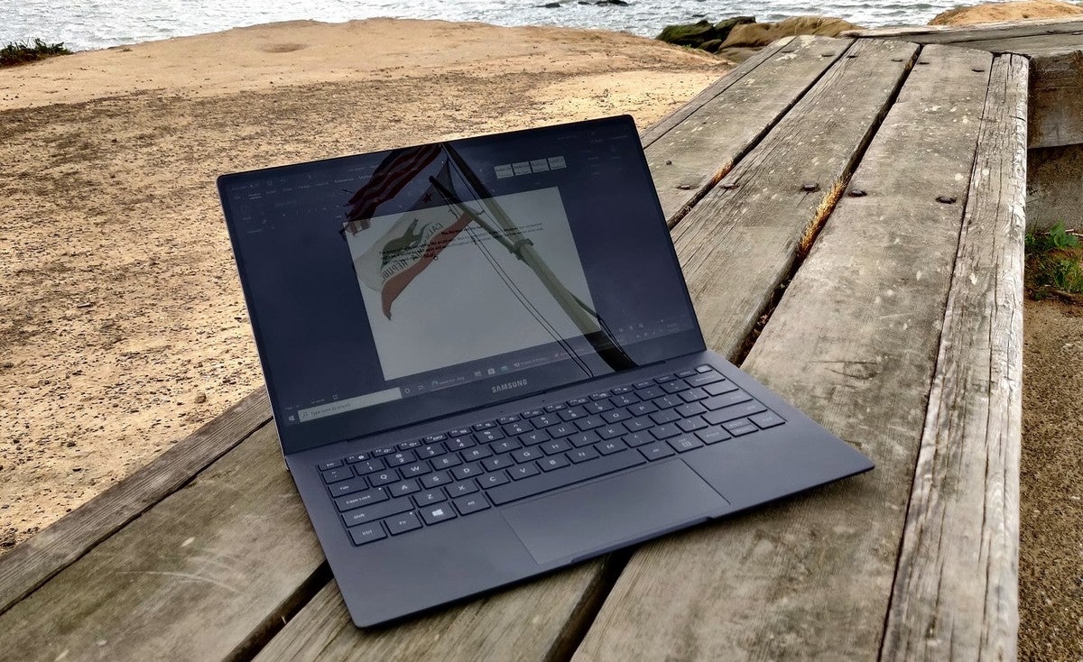 Samsung Galaxy Book S outside working