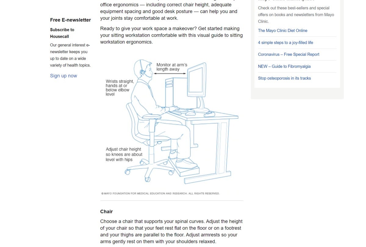 wfh mayo clinic ergonomics