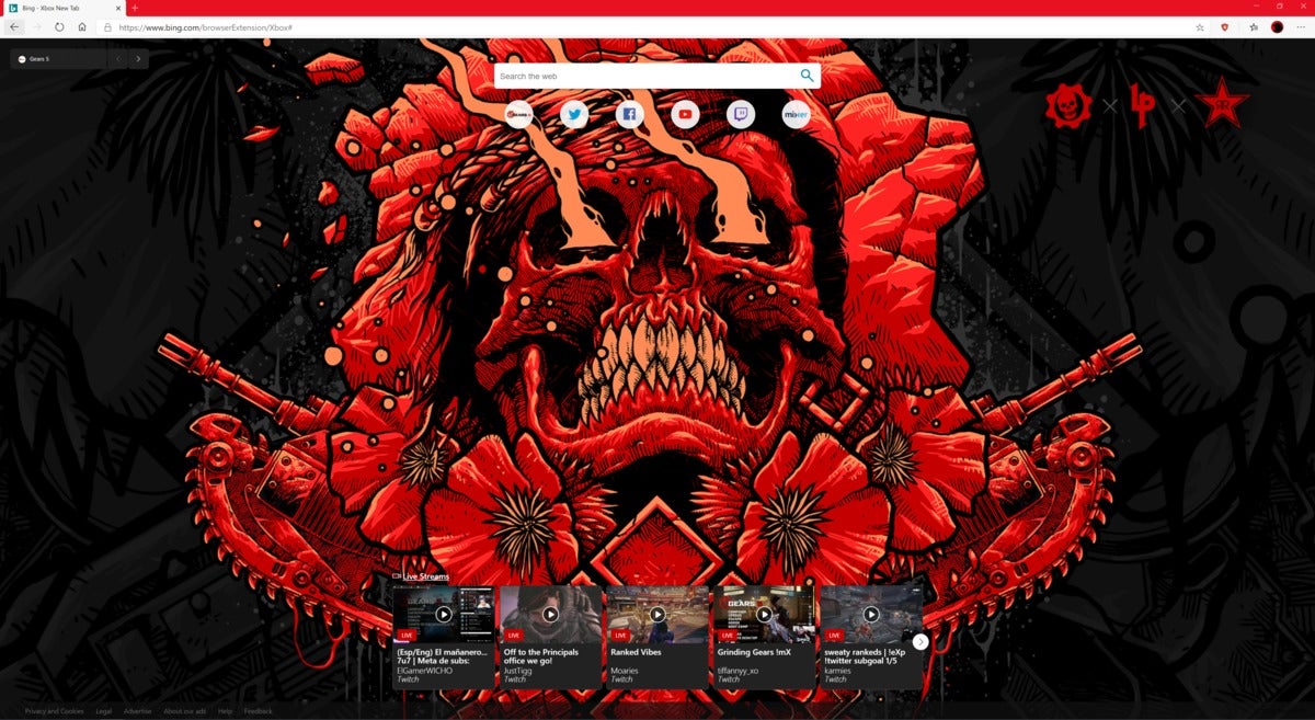 xbox new tab extension for microsoft edge gears 5 skull