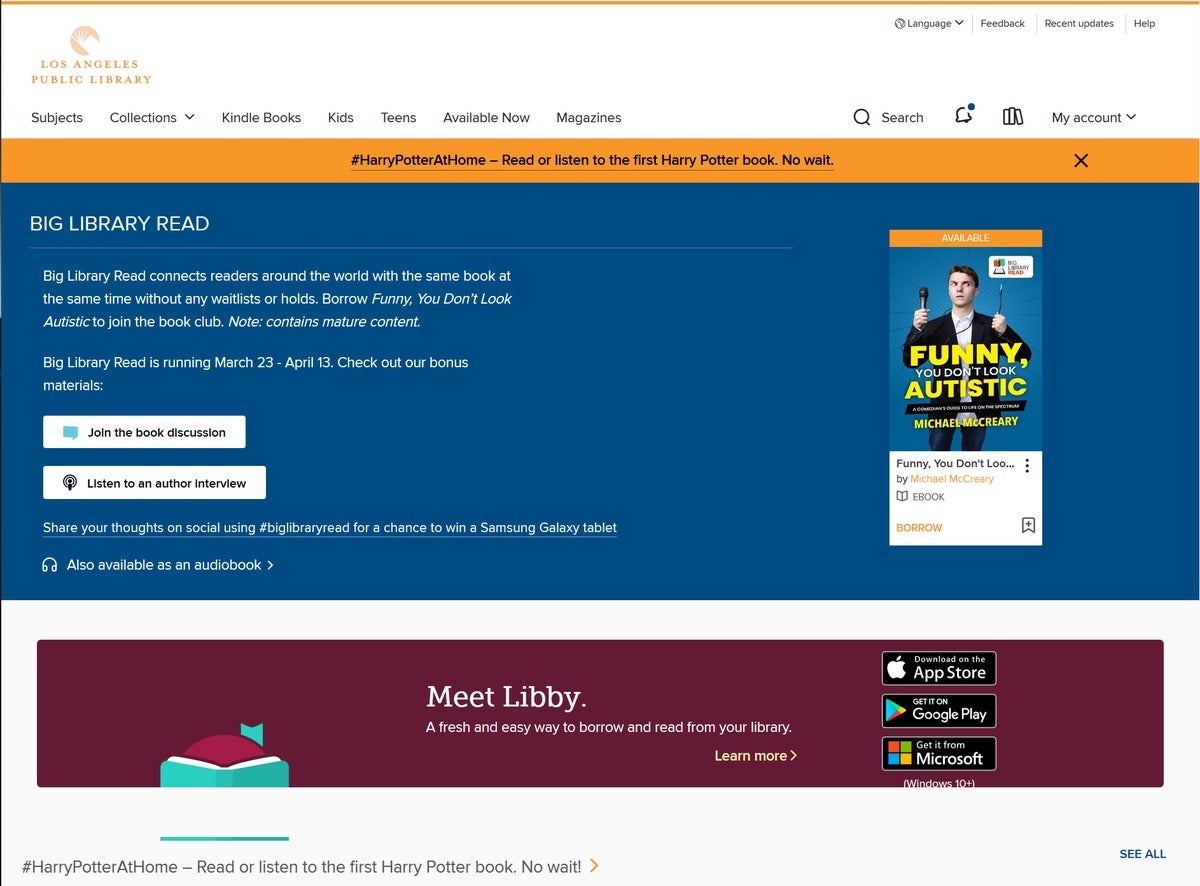 Los Angeles Public Library OverDrive website