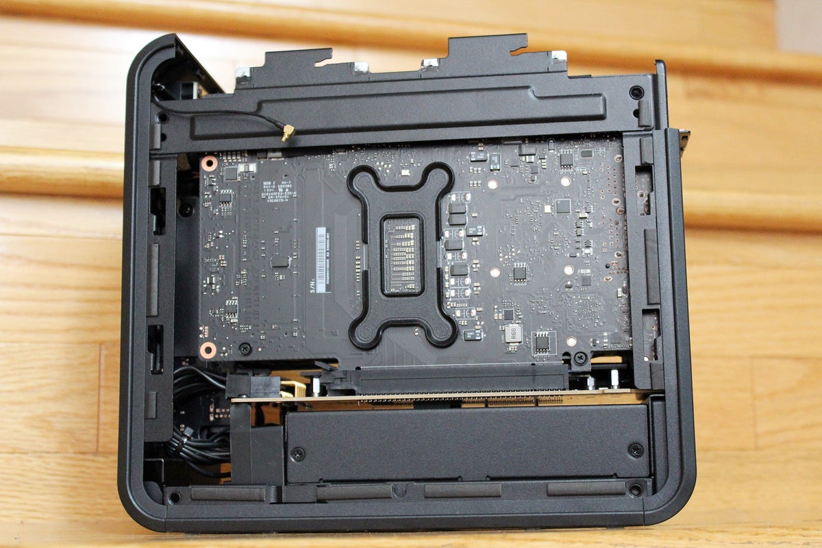 Ghost Canyon NUC9i9QNX with side panel off and view of back of Compute Element