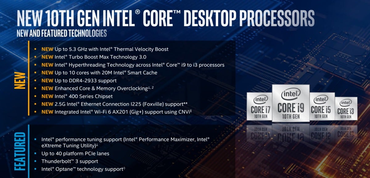 intel comet lake s feature summary