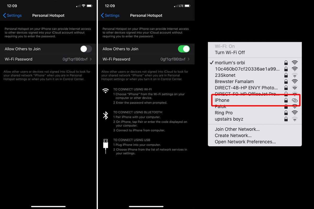 how to connect hp laptop to iphone hotspot