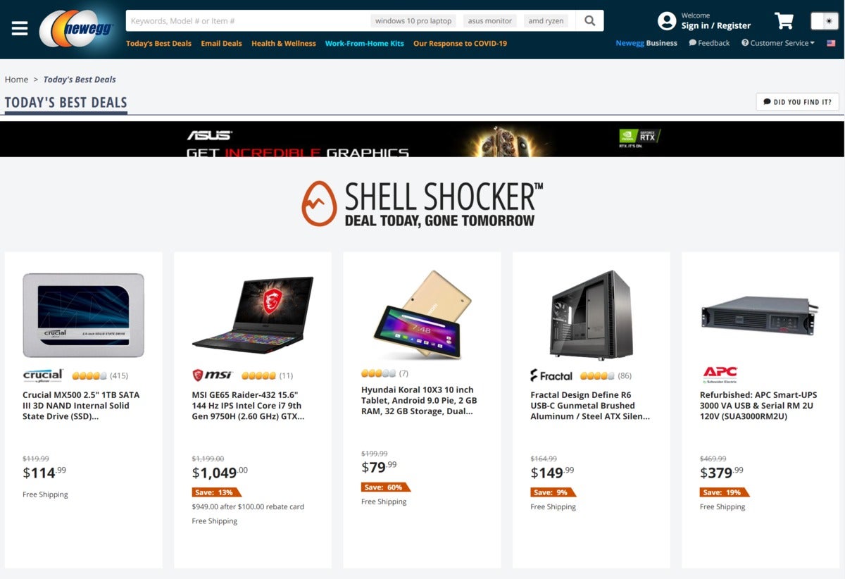 newegg deals page