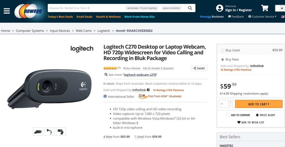 newegg logitech webcam 2