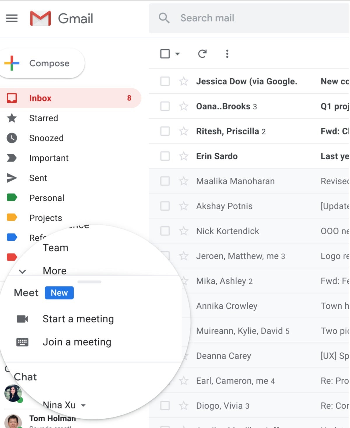 Google Meet en Gmail