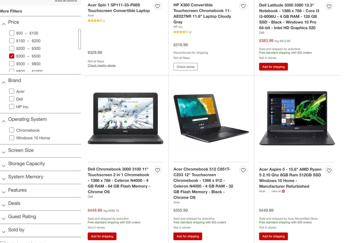 target laptops