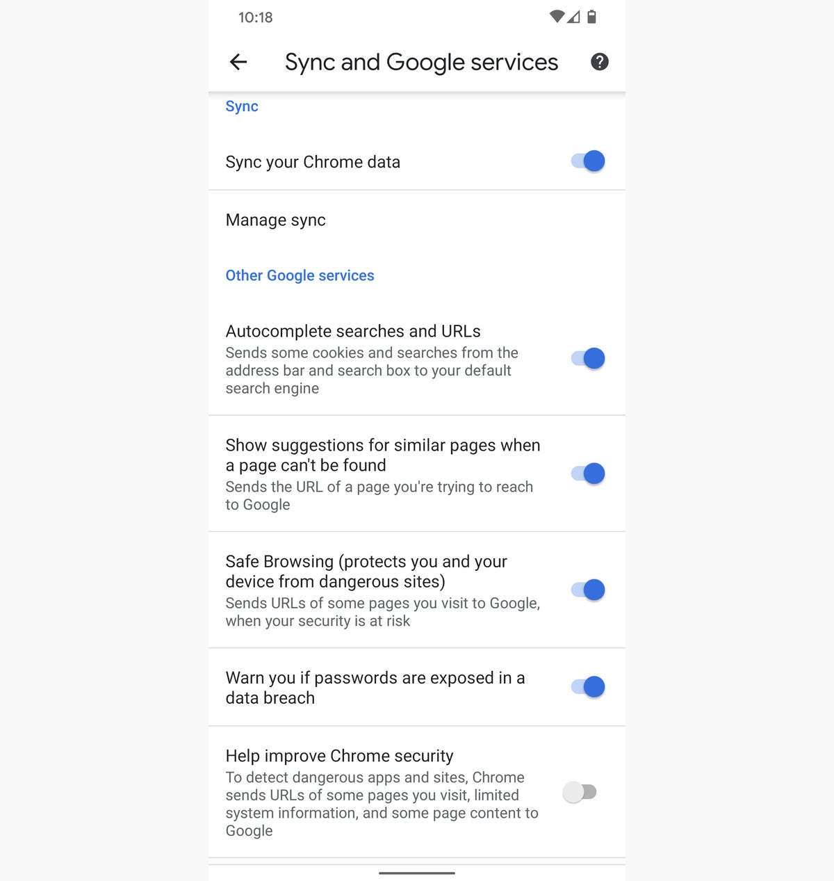 09b android privacy chrome settings