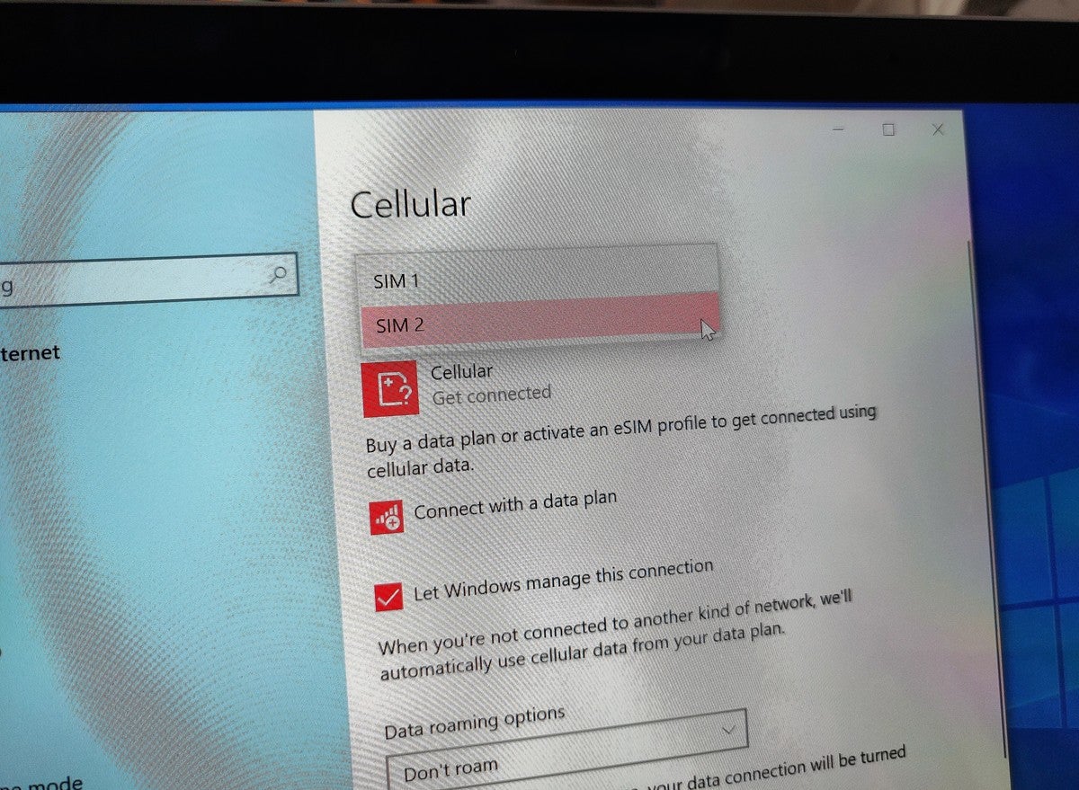 cellular connection windows 10 Surface Go 2 Microsoft