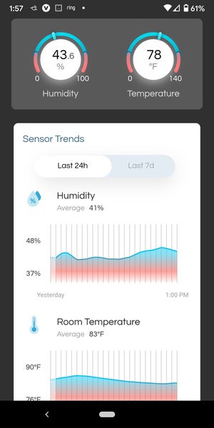flo app ambient temp and humidity readings