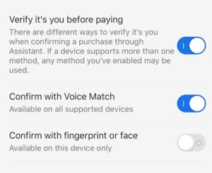 google assistant voice match shopping