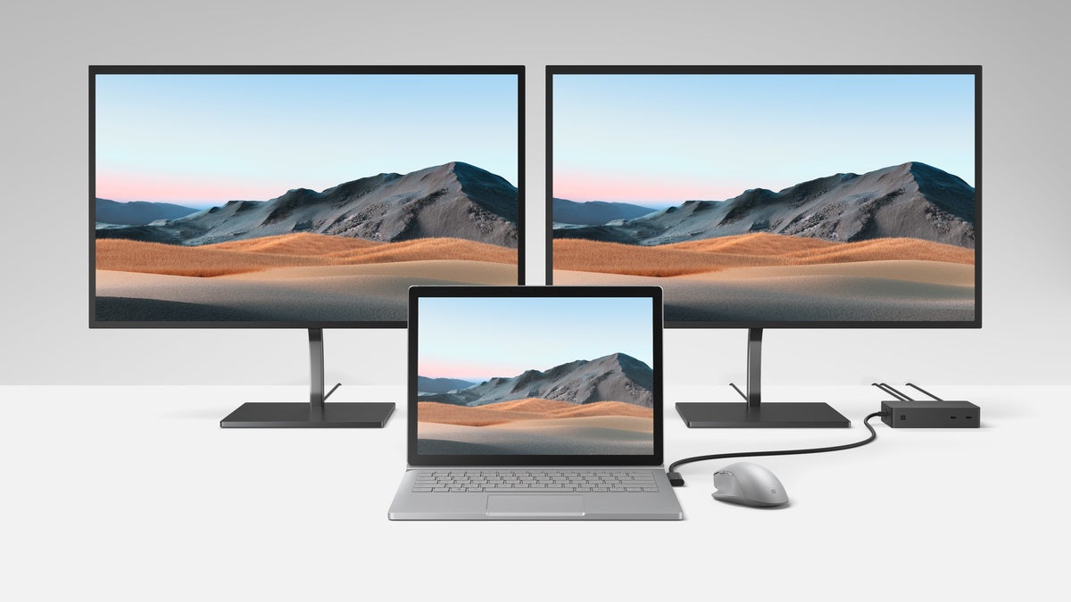 Microsoft surface book 3 with monitors attached