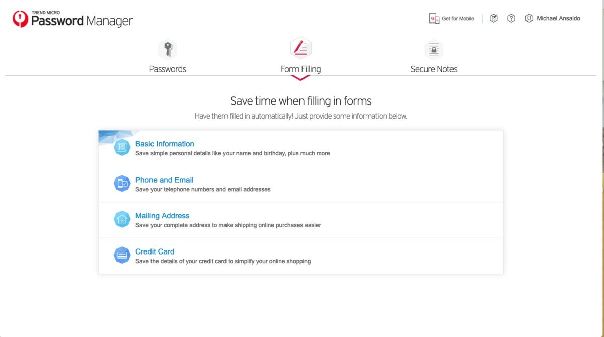 trend micro password manager form fill