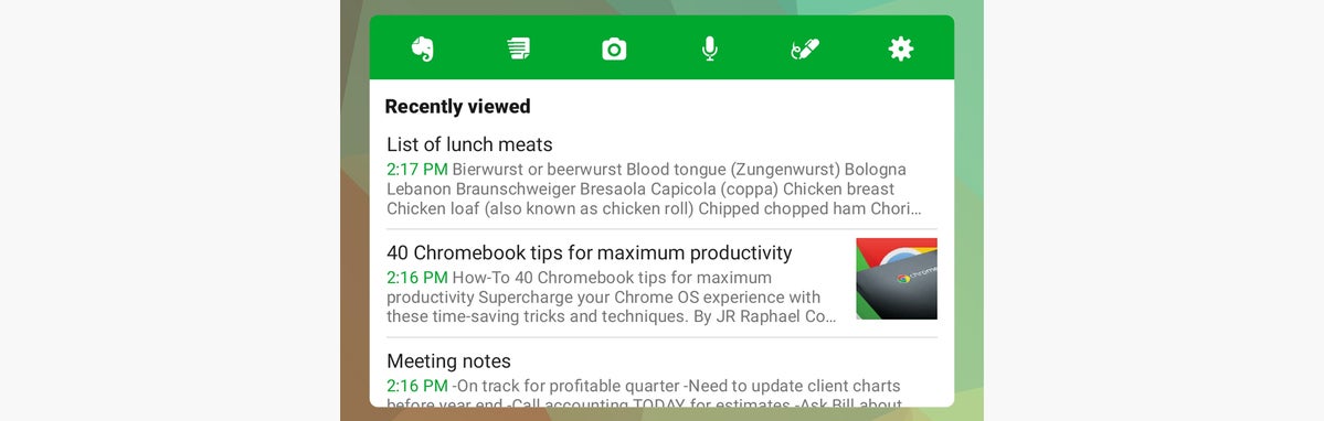 android widgets evernote