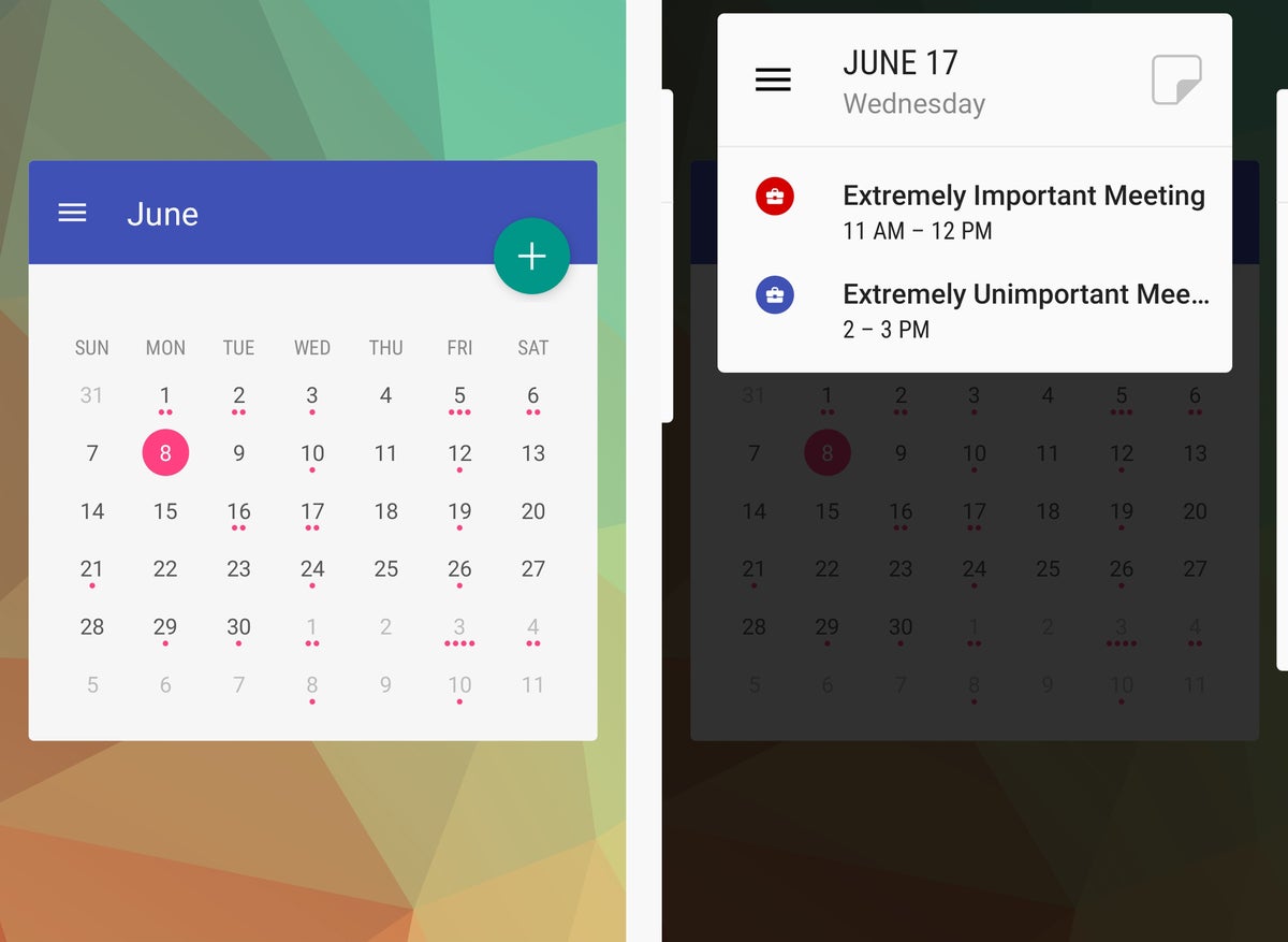 widget de calendario mensual de widgets de Android
