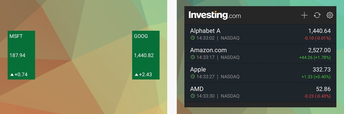 android widgets msn money investing
