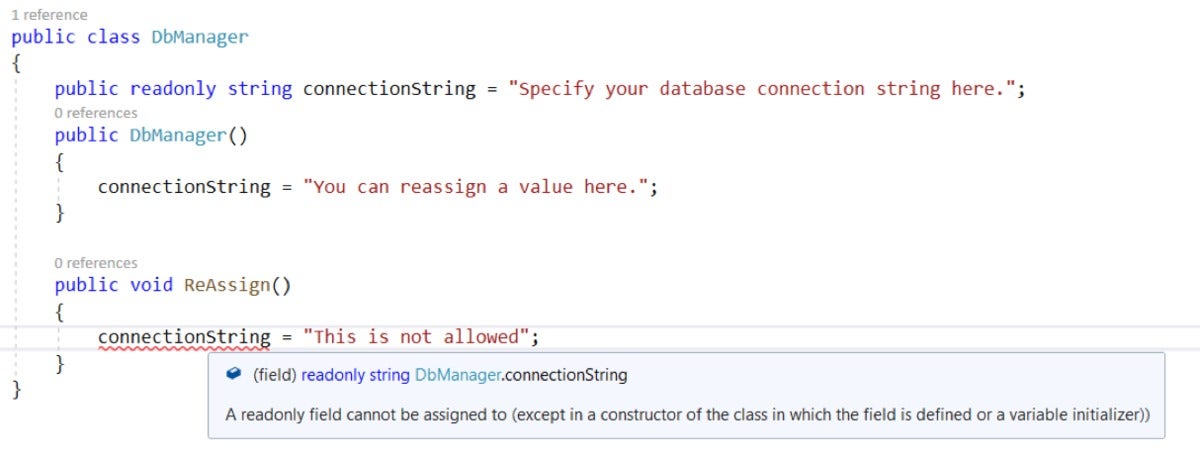 assign to readonly property c#