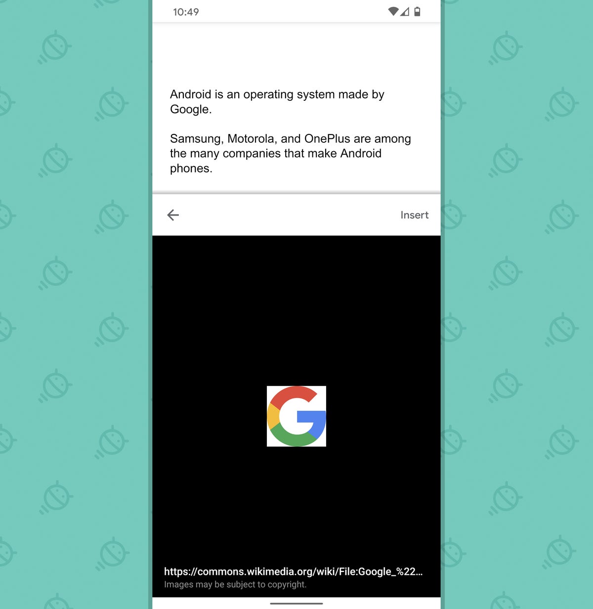 Google Docs Android: Explore - insert image