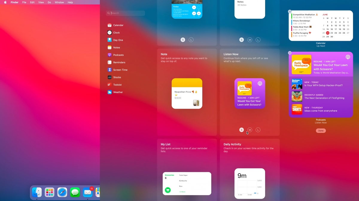 mac os big sur widgets