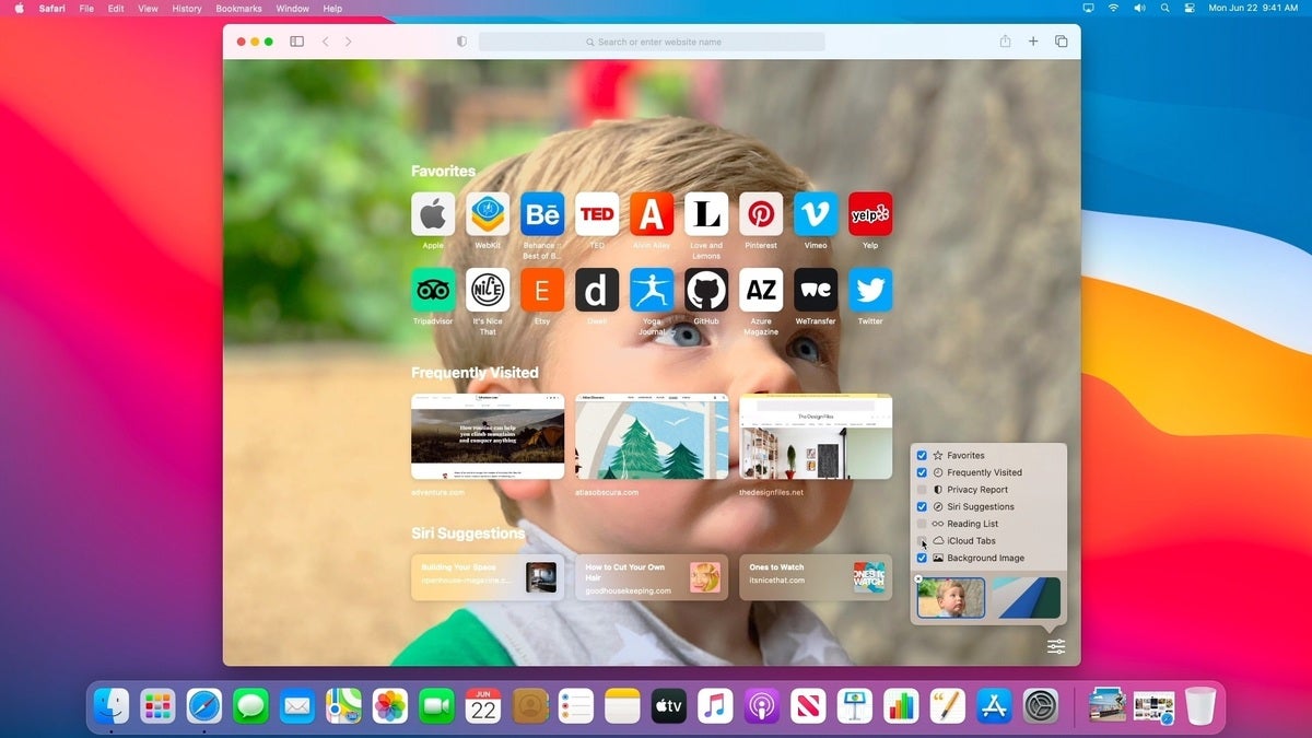 macos big sur safari start page