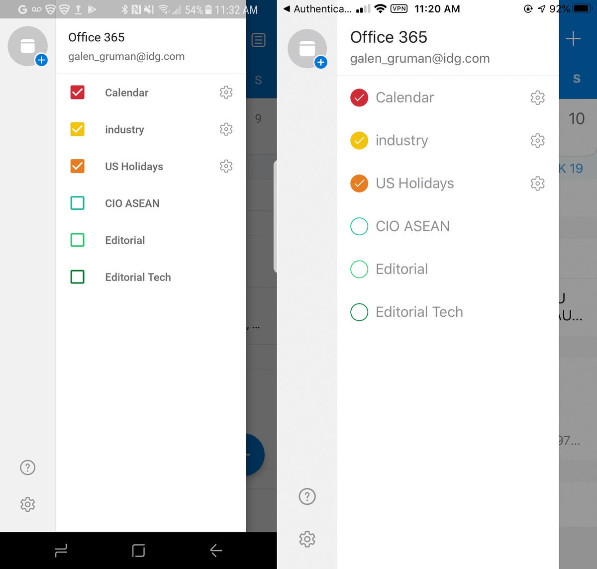 outlook time zones android ios